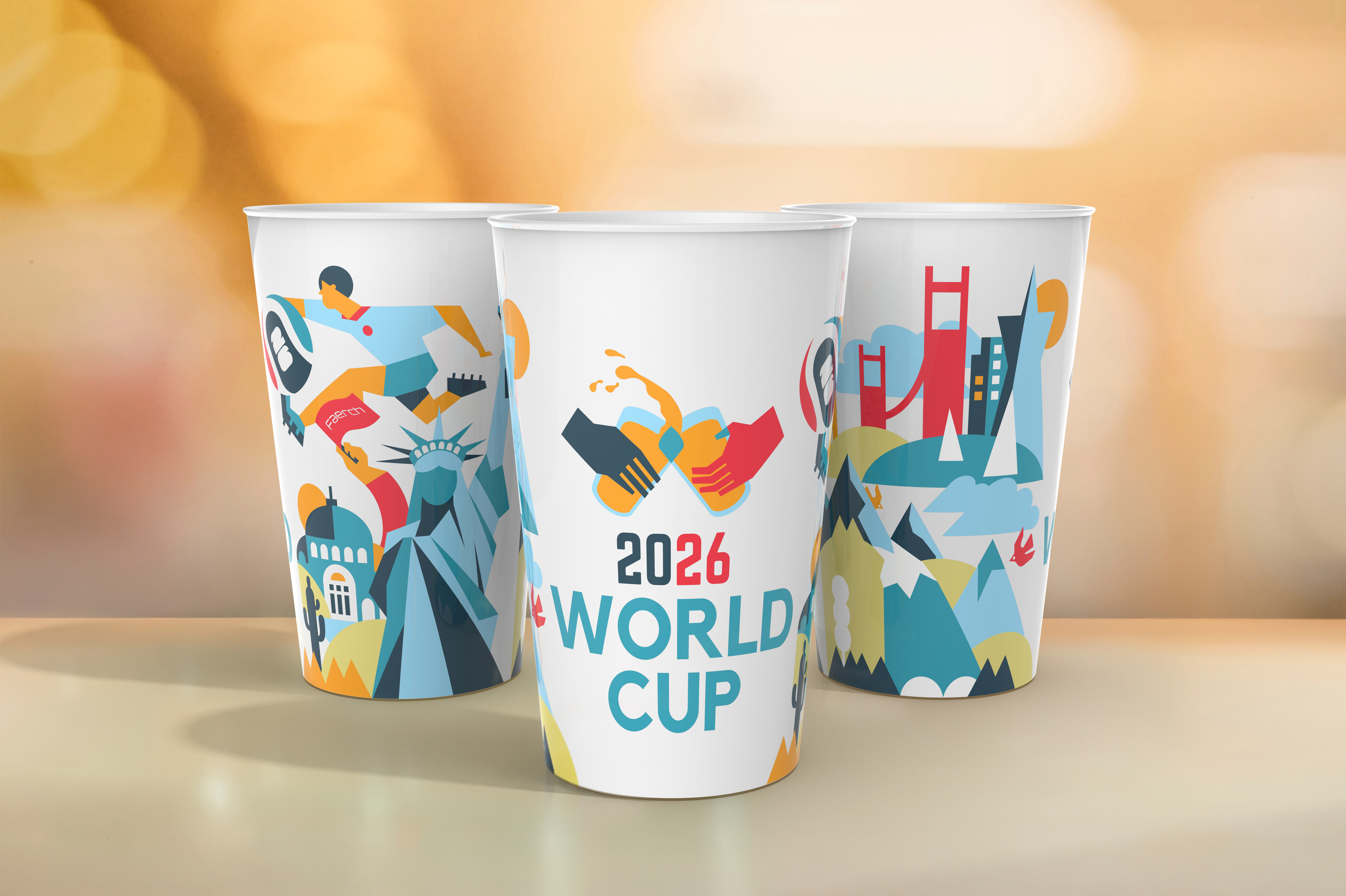 White reusable PP cups for World Cup